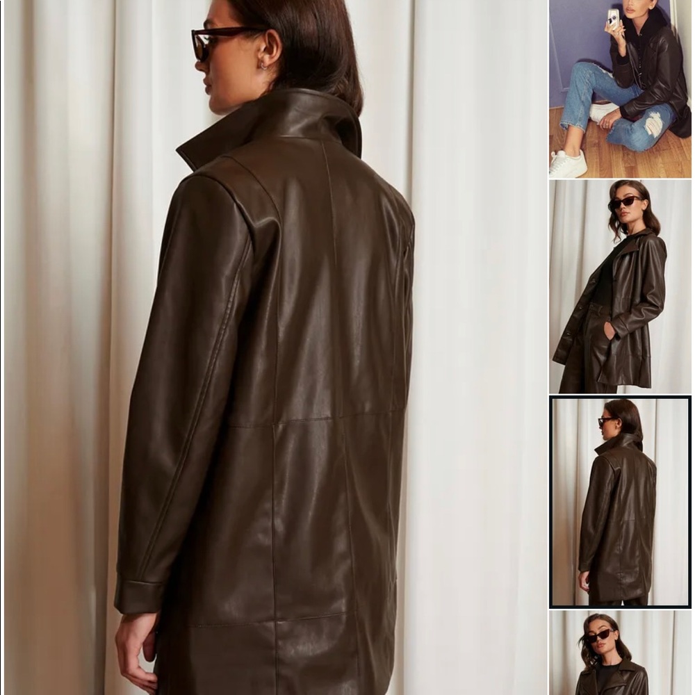 NA-KD brown leather jacket.